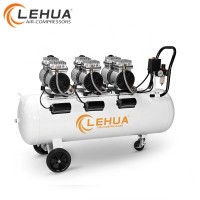 Silent 100L 0.55KW*3/0.75*3HP 180L/Min 8Bar 1440RPM piston oilless dental air compressor